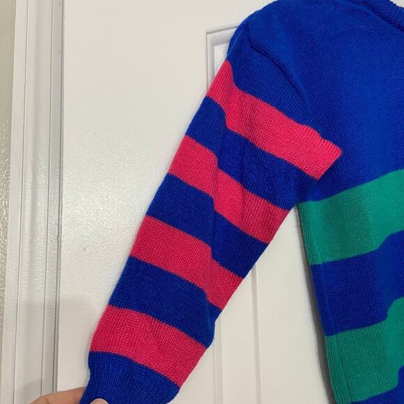 Vintage Y2K popsicle sweater Color Block Retro Size 7 - Picture 2 of 8